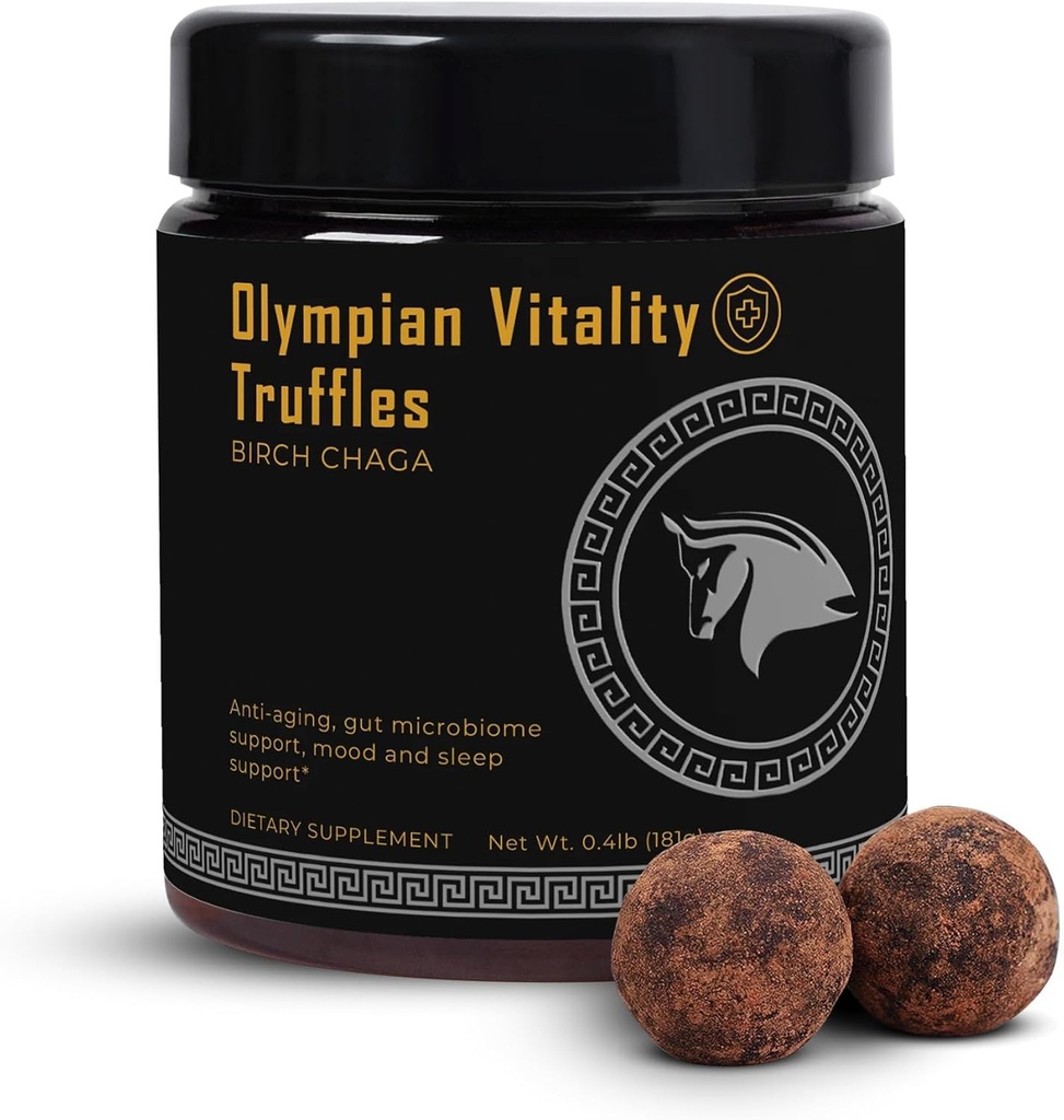 Tartufi di vitalità olimpici | Dessert & Gut Salute naturale & Gut Detox Supplemento + Supporto per il sonno | Cacao puro acido erbivoro e acido organico e data | Non OGM & Organic | Marchio di pan di api spartana