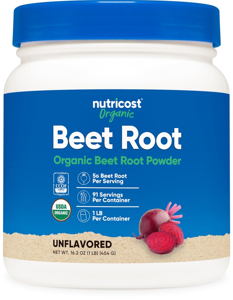 Polvere di radice di barbabietola biologica Nutricost 1 LB - Vegan, Superfood, Certificato USDA Organic