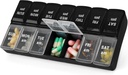 7 giorno settimanali AM PM Pill Organizer, 2 volte un giorno grande pillola Case Pill Box per pillole Integratori di vitamina Medica (nero + bianco, 2 volte)