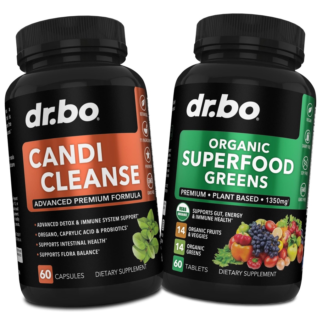 Candi Cleanse & Organic Superfood Greens & Fruit Supplements - Oregano Balance Control Supplemento Cleanser - Daily Energy Super Food Fruits and Veggies Supplement Tablets Plus Food