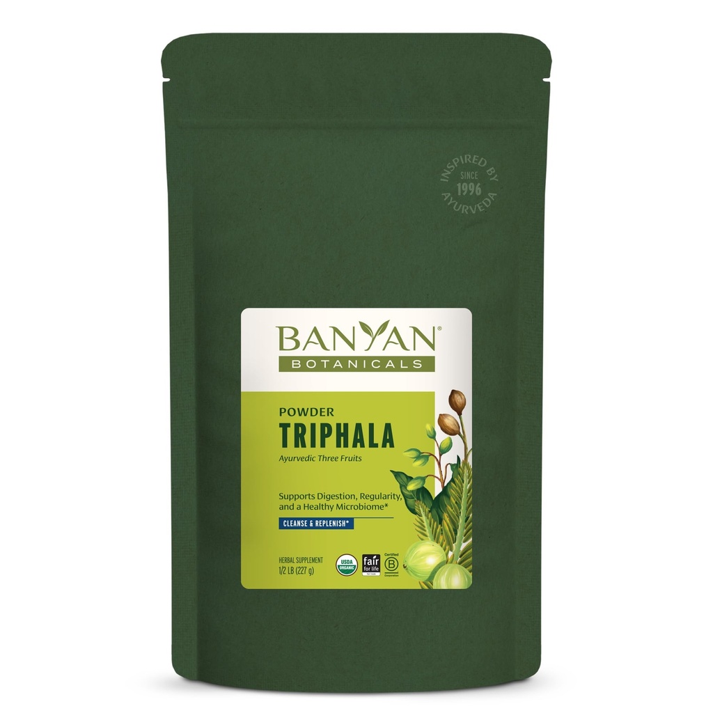 Banyan Botanicals Triphala Powder - Integratore di Digestione Organica con Amla, Haritaki & Bibhitaki – Digestione, Supporto Colon & Healthy Gut Microbiome* – 1/2 lb – Non OGM Sostenibile Vegan