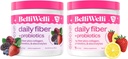 Belli Welli Daily Fiber Supplement Bundle with Collagen, Probiotics & Electrolytes – Strawberry Lemonade & Wild Berry Flavors – Supports Digestion, Gut Balance, & Debloating – 32 Serve