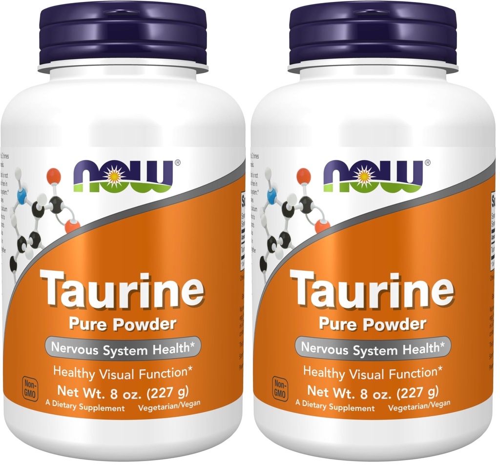 NOW Supplementi, Polvere pura taurina, salute del sistema nervoso*, amminoacido, 8-unce (pacchetto di 2)