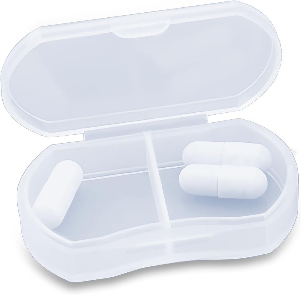 Custodia di pedaggio per l'organizzatore di piccole pillole portatile Travel Daily Pill Containers AM & PM Mini Pill Box Vitamina, olio di pesce, titolare supplemento (1 PCS, bianco)