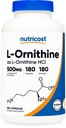Nutricost L-Ornithine 500mg, 180 Capsule - Non OGM e Gluten Free
