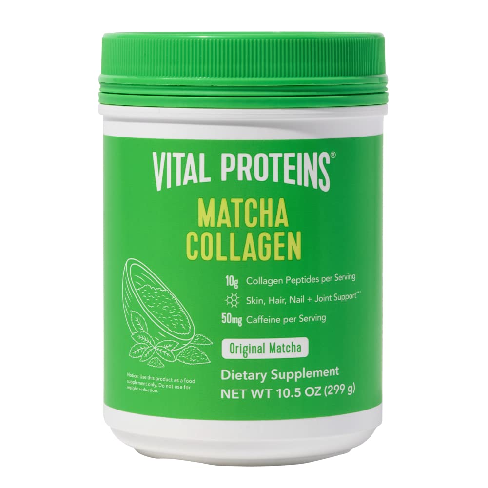 Proteine vitali Matcha Collagen Peptides polvere supplemento, Matcha verde tè polvere, 10.5 oz, originale aromatizzato