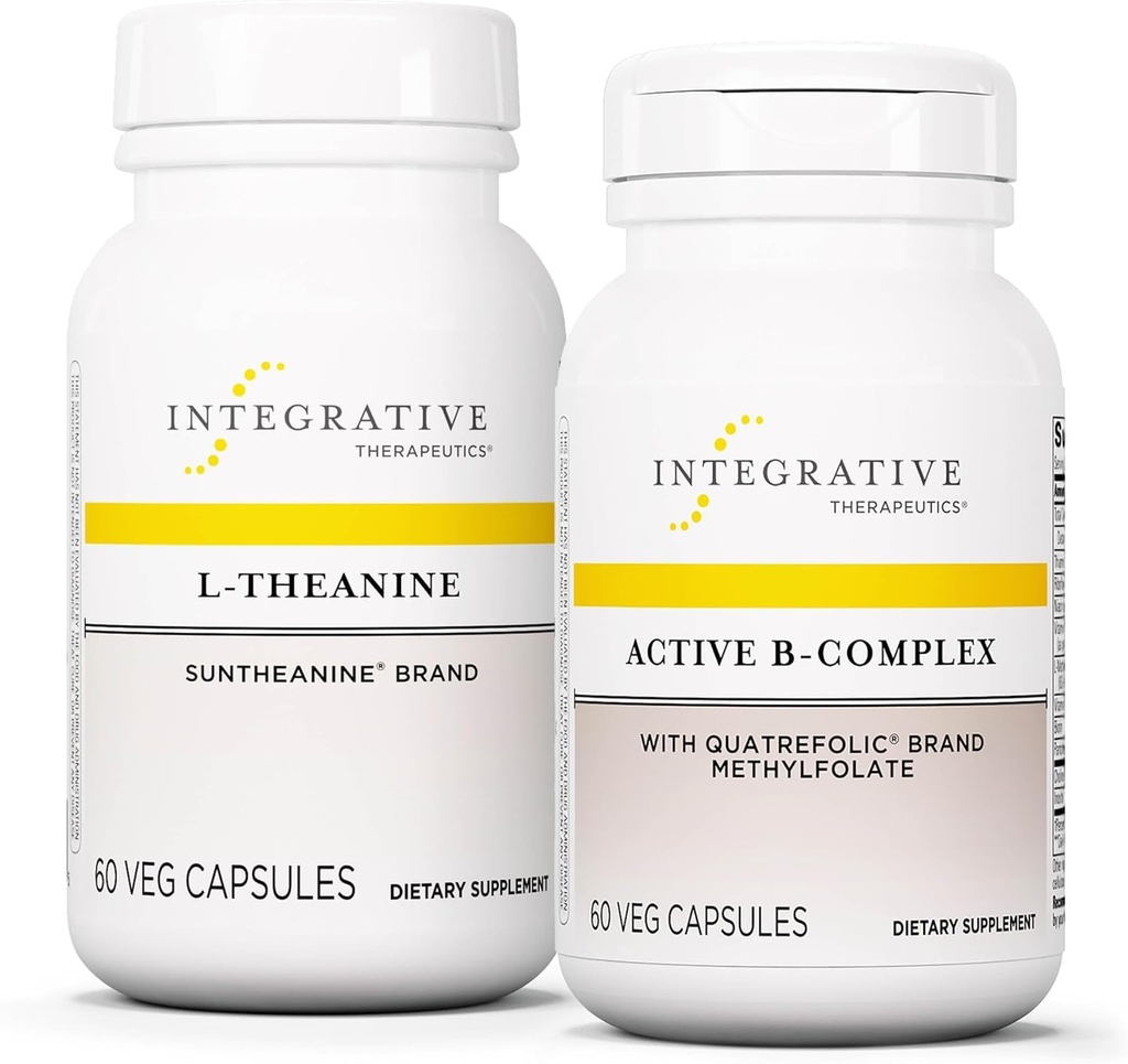 Terapia Integrativa Bundle con Active B-Complex, 60 capsule & L-teanina, 60 capsule - Active B-Complex per sostenere il metabolismo energetico con 8 B-Vitamins* - L-teanina per sostenere uno stato rilassato*
