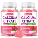 2 Confezione Citrato Citrato Gummies 1000mg w/Vitamin D3, Calcium ad alto assorbimento Gummies per le donne e gli uomini, Plus Magnesium, Potassium, Zinc per il muscolo & Immune, Raspberry Flavor, 120 Count