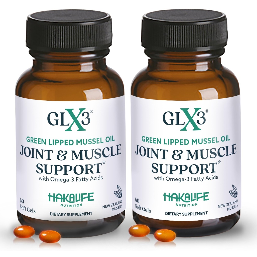 GLX3 Green Lipped Mussel olio capsule per il supporto misto e muscolare | Extra-Strength ETA, EPA, DHA Omega-3 Green Lipped Mussel Supplemento per il comfort, flessibilità e recupero da HakaLife GLX3