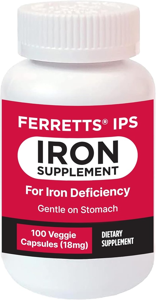 Supplemento di ferro capsule 18mg (IPS) - 100 giorni di fornitura di ferro gentle supplemento per le donne e gli uomini - supplemento di ferro non costipante per l'anemia