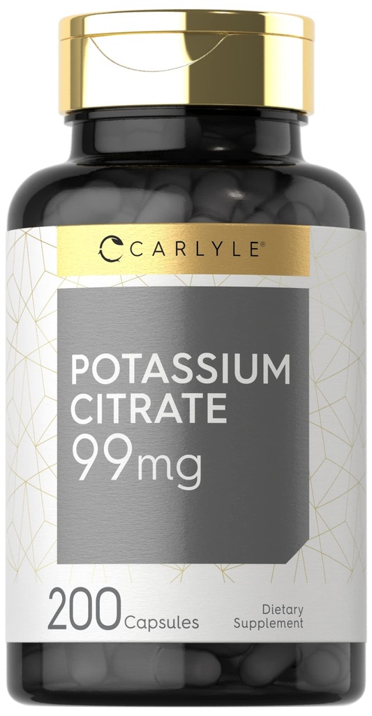 Carlyle Potassium Citrate Supplemento | 99mg | 200 capsule | Non OGM e Gluten Free