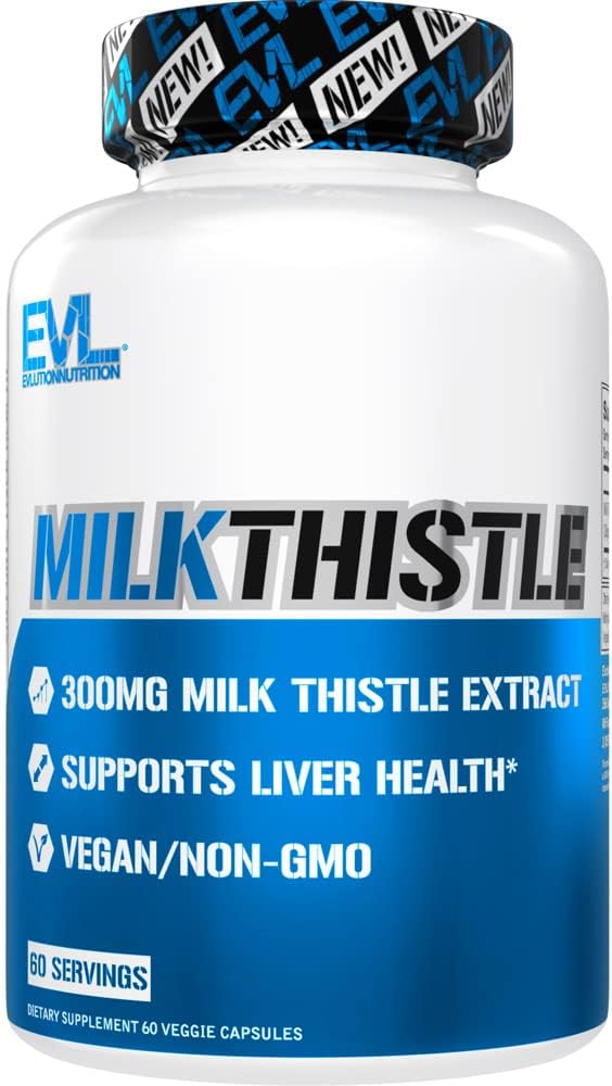 Evlution EVL Silymarin Milk Thistle Capsule - Supplemento per la pulizia ottimale del fegato Detox & Repair - Herbal Liver Support Supplemento con estratto di cardo puro al latte - 60 capsule di verdure non OGM