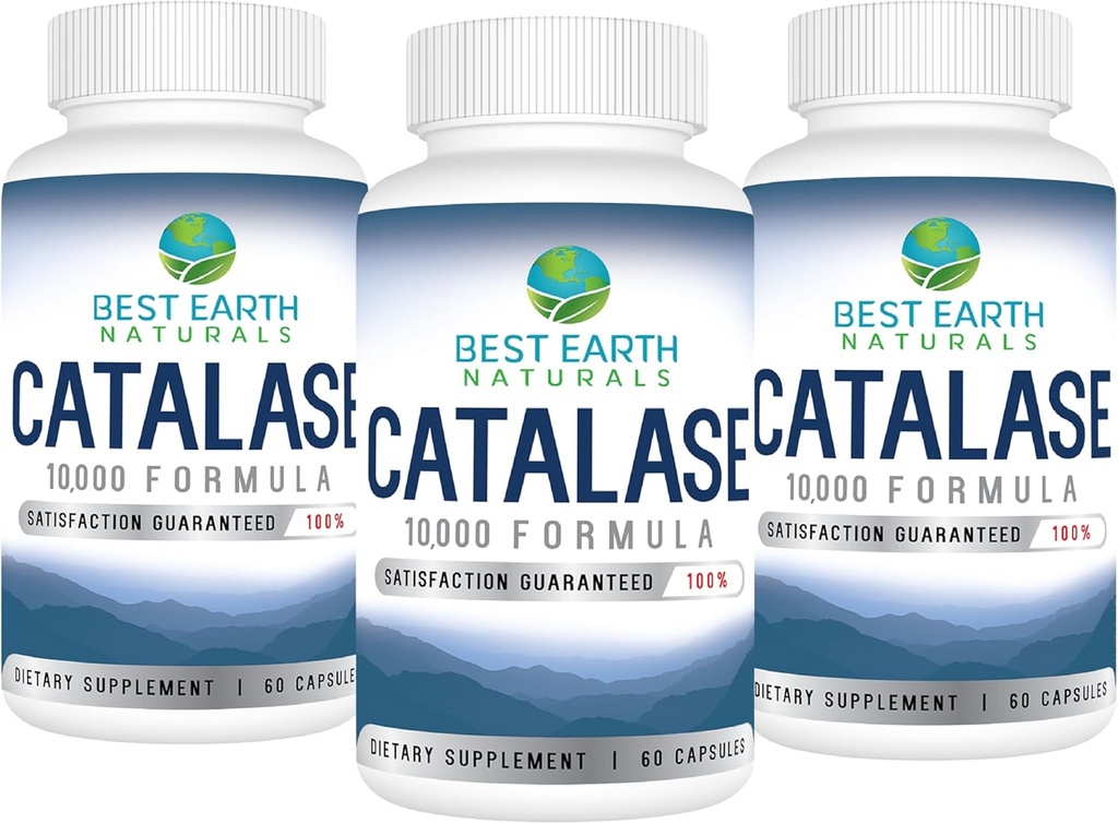 Best Earth Naturals Catalase Supplemento 10.000 con Saw Palmetto, Biotin, Fo-Ti, PABA - Integratori per capelli forti - 180 Capsule - Confezione da 3 (90-Day Supply)