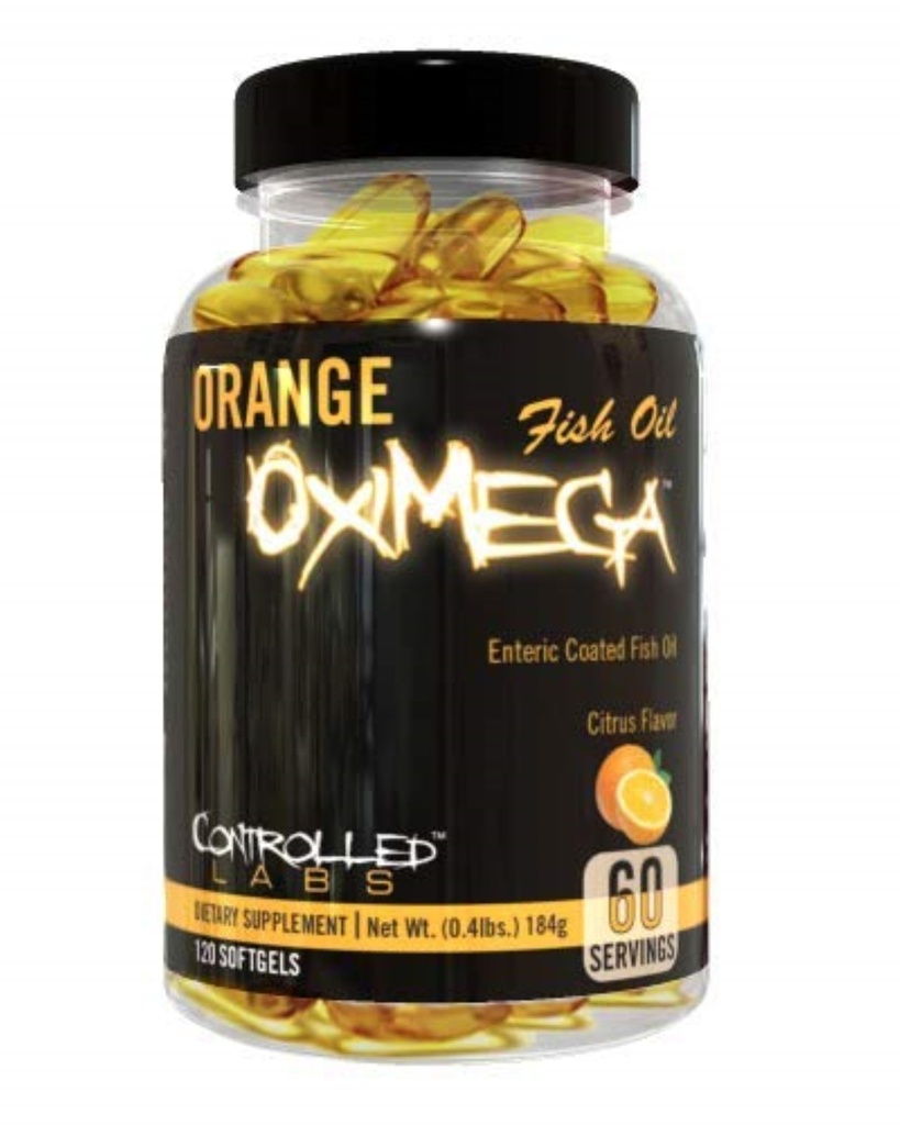 Integratore di olio di pesce Oximega arancio Oximega 120 Softgels, EPA e DHA, 2000mg Omega- 3 acidi grassi, Citrus-Flavor, Softgels Burpless
