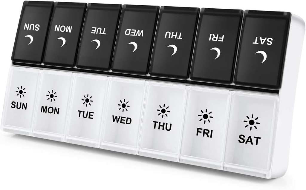 DANYING Large Pill Organizer 2 volte al giorno, Weekly Box Per AM PM Case, Day Night Container 7 Vitamin Case