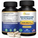Magnesio Glycinate 1000mg con vitamina D3 & B6-500mg per capsula - Pure Elemental Mag Supplement Complex per il sonno, il muscolo, la salute del chiodo - Sostituisci Gummies, Tablets & Powder - 120 Capsule