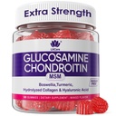 Glucosamina Condroitin Gummies, Zucchero Glucosamina Senza Glucosamina Integratore MSM, Resistenza Extra con Boswellia Turmeric, Collage idrolizzato & Acido Ialuronico, Salute Bone per Uomini & Donne, 60 Ct