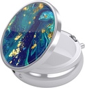 Nipichsha Pill Box, Small Pill Case for Purse & Pocket, Cute Travel Medicine Organizer, Portable Medicine Container Holder to Holding Vitamins, Medication, Fish Oil & Supplements, Teal Gold Marble