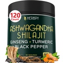 5in1 Ashwagandha Extra Forza con Shilajit per Stamina, Energy & Relax Support - Plus Ginseng, Turmeric Root & Black Pepper - 120 Count