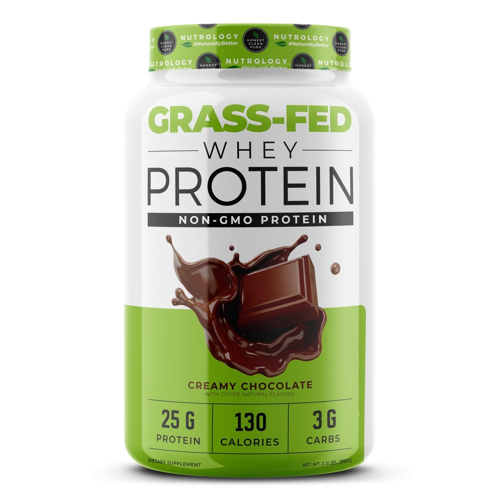 Polvere di proteine del siero di erba di Nutrologia, aroma di cioccolato cremoso, supporta il recupero e le prestazioni del muscolo magra, polvere di Whey e amminoacidi di erba lavorata a freddo, Shake, Blend o Bake, 28 Serve
