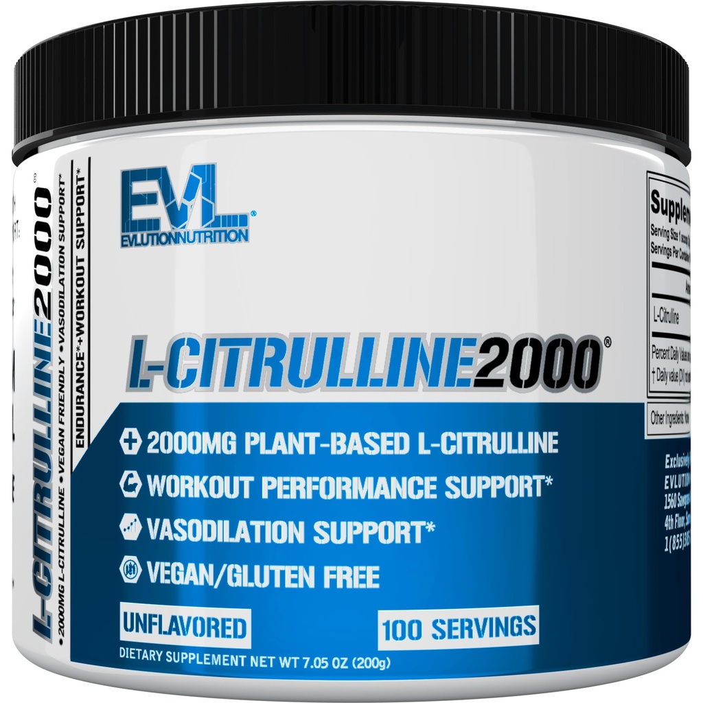 L-Citrulline2000 Nitric Oxide Pre polvere di allenamento - Polvere di citrullina L ad alta resistenza per potenziato resistenza del muscolo e pompe intenzionali - Booster di ossido nitrico basato sulle piante - non aromatizzato