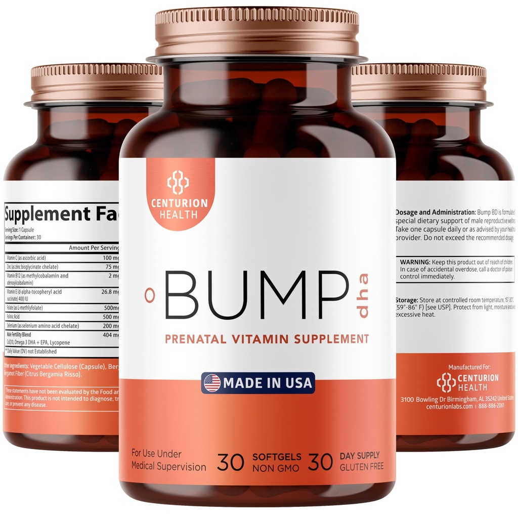 Vitamine Prenatali Premium di Centurion Labs [10 Ingredienti Potenti] con DHA, EPA, Folate e Vitamina B12, Tutti Integratore di Gravidanza Naturale per lo Sviluppo Fetale e il Supporto di Gravidanza, 30 Softgels