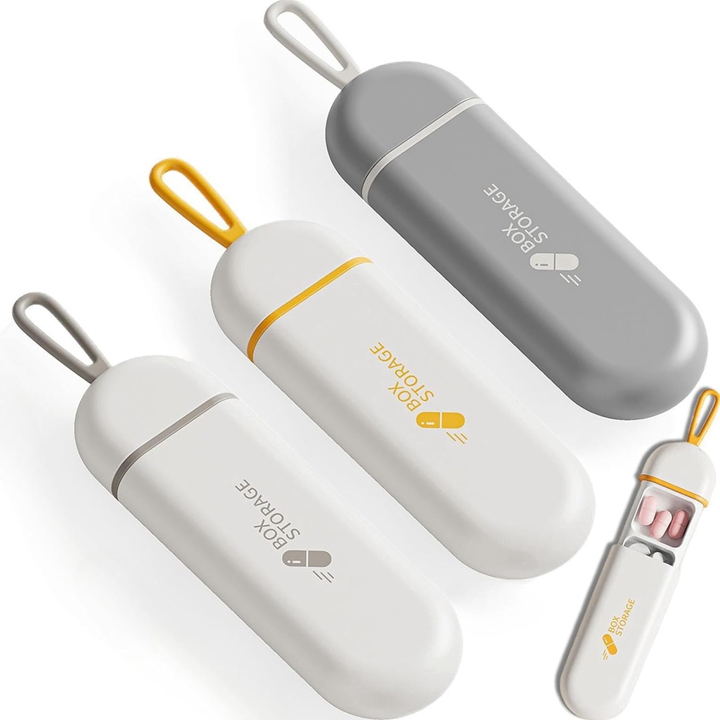 3 pacchetti Pill Organizer 3 scomparti Portable Pill Case Travel Moisture Proof Pill Box per Tablet Vitamins Cod Liver Oil Supplements and Medication
