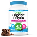 Orgain Organic Vegan Protein + 50 Superfoods Powder, Creamy Chocolate Fudge - 21g Plant Based Protein, 9g Prebiotic Fiber, No Lattosio, Gluten Free, No Aggiunto Sugar, 2.02 lb (Packaging May Vary)