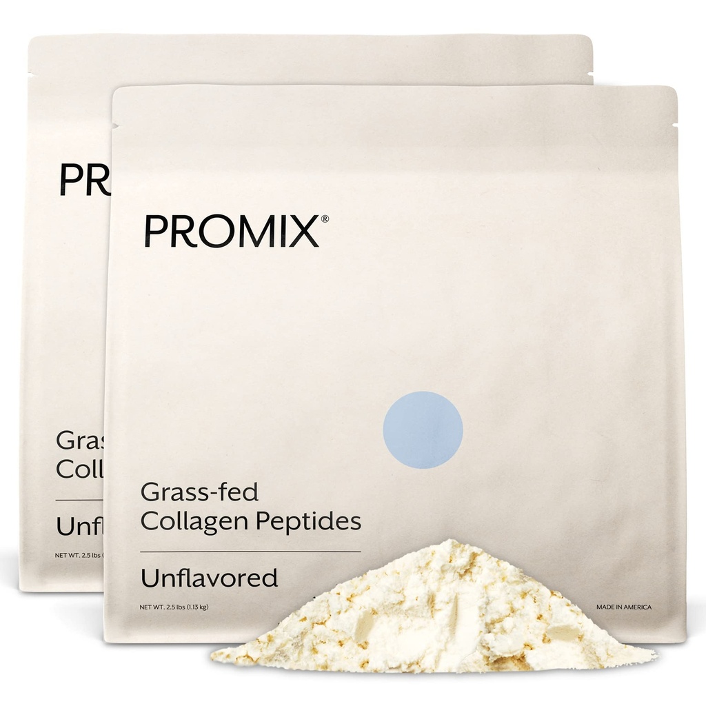 Peptidi di collagene idrolizzato Promix - Tipo 1 Collage a base di erba, 4.7g glicina, peptidi bioattivi di tipo 3 - non aromatizzati - 2.5 Pound (pacchetto di 2)