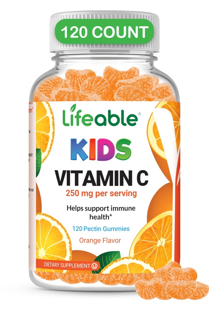 DOCTOR's FINEST Vitamin C Gummies for Kids - Vegan, GMO Free & Gluten Free - Great Tasting Orange Flavor Pectin Chews - Integratore alimentare per bambini - 250 mg di vitamina C - 120 Jellies [60 Doses]