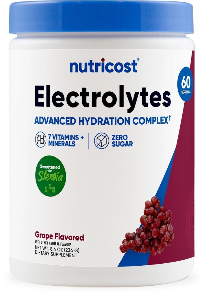 Nutricost Electrolyte Complex Powder (60 Serve, Uva) - Integratore di Idratazione Miscela di Bevande con Vitamine e Minerali