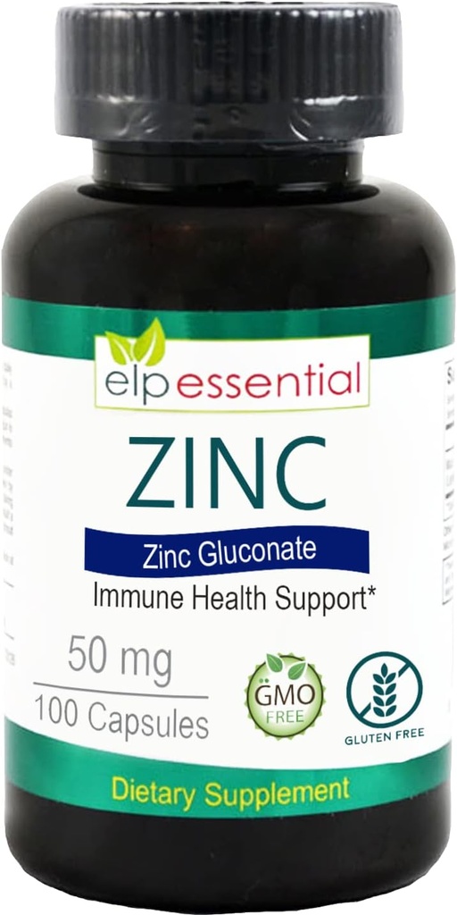 Zinc 50mg, Supporto Immune & Antiossidante Supplemento 100 Capsule - Gluten Free e Non-OGM