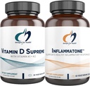 Progetti per la salute Vitamina D Supreme + Inflammatone Bundle - Vitamina D3 5000 IU + 2000mcg Vitamina K con una miscela botanica enzima per promuovere la risposta infiammatoria sana - 2 Prodotti