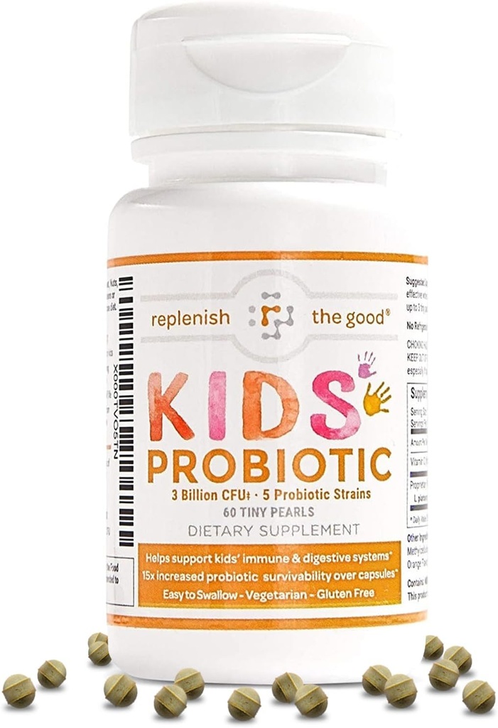 Probiotici vegani per bambini, 60 perle minuscole - Recupero antibiotico - Supporta il sistema immunitario e digestivo per bambini - 15x Più efficace di Gummies - Sugar Free, Facile da ingoiare