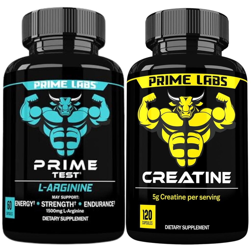 Prime Labs L Arginina (60 ct) + Capsule di Creatina (120 ct)
