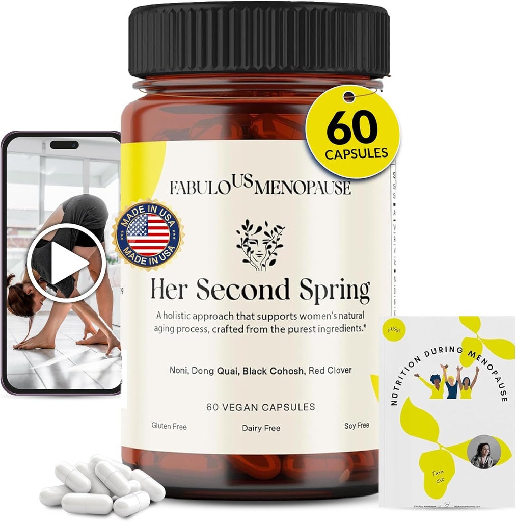 Fobulous Menopaus – Vegan Menopause Formula con Nero Cohosh & B-Complex – Capsule vegetali con Ricette e Pilates Programma