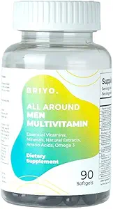 Briyo All Around Men - Multivitamina per gli uomini con 38 vitamine essenziali, minerali, Omega 3 e estratti vegetali – Supporta l'immunità energetica – Live Strong con una capsula giornaliera pulita