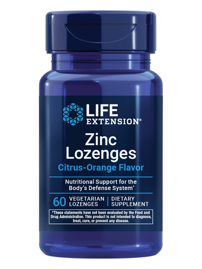 Estensione della vita Zinc Lozenges – Citrus-Orange Flavor – per la salute sana della sintesi proteica & Immune Health - Integratore di gestione dell'infiammazione - Gluten-Free, Non OGM – 60 Lozenges vegetariani