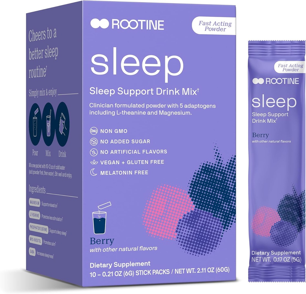 Supplemento di sonno, Melatonin-Free Magnesium Calm Powder, GABA, L-teanina, Myo-inositol, Calm Sleep Drink Mix per aiutare a rilassarsi, polvere di sonno, polvere di magnesio per il sonno, Super Calm Drink Mix 24pk