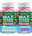 YUM-V'S Kids Multivitaminico con Ferro - Bambini Masticabile Multivitaminico - Vitamine + Supplemento Ferro - Vitamine del Toddler per 2 anni Old+, Kosher, Halal, Gluten Free 120 (Pack of 2