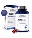 1MD Nutrition KrillMD - Antarctic Krill Oil Omega 3 Supplemento con Astaxanthin, EPA, DHA | 2X Più efficace di Fish Oil | 60 Softgels
