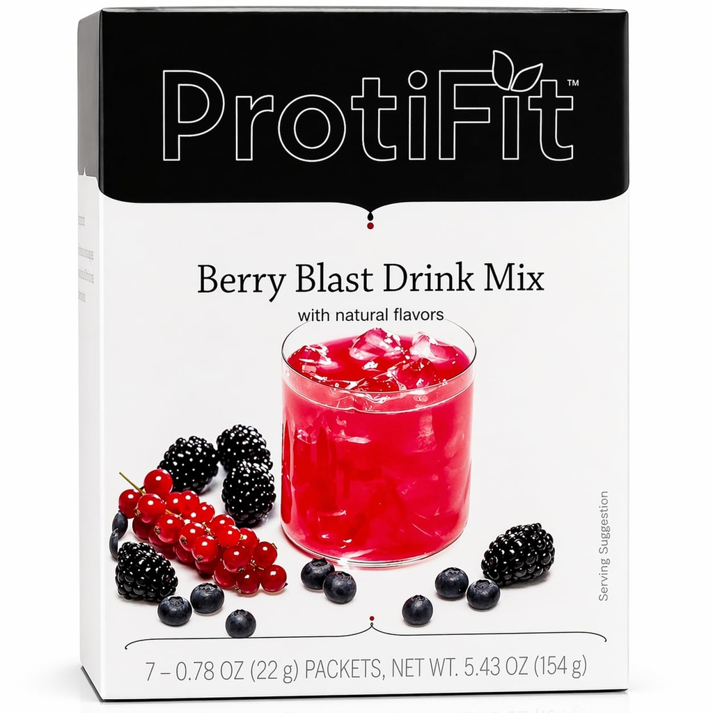 ProtiFit - Miscela di bevanda di frutta aromatizzata ad alta proteina, 15g Protein, Calorie basse, Zucchero Libero, Proteine Ideali Compatibili, 7 Servings Per Box (Belliccia)