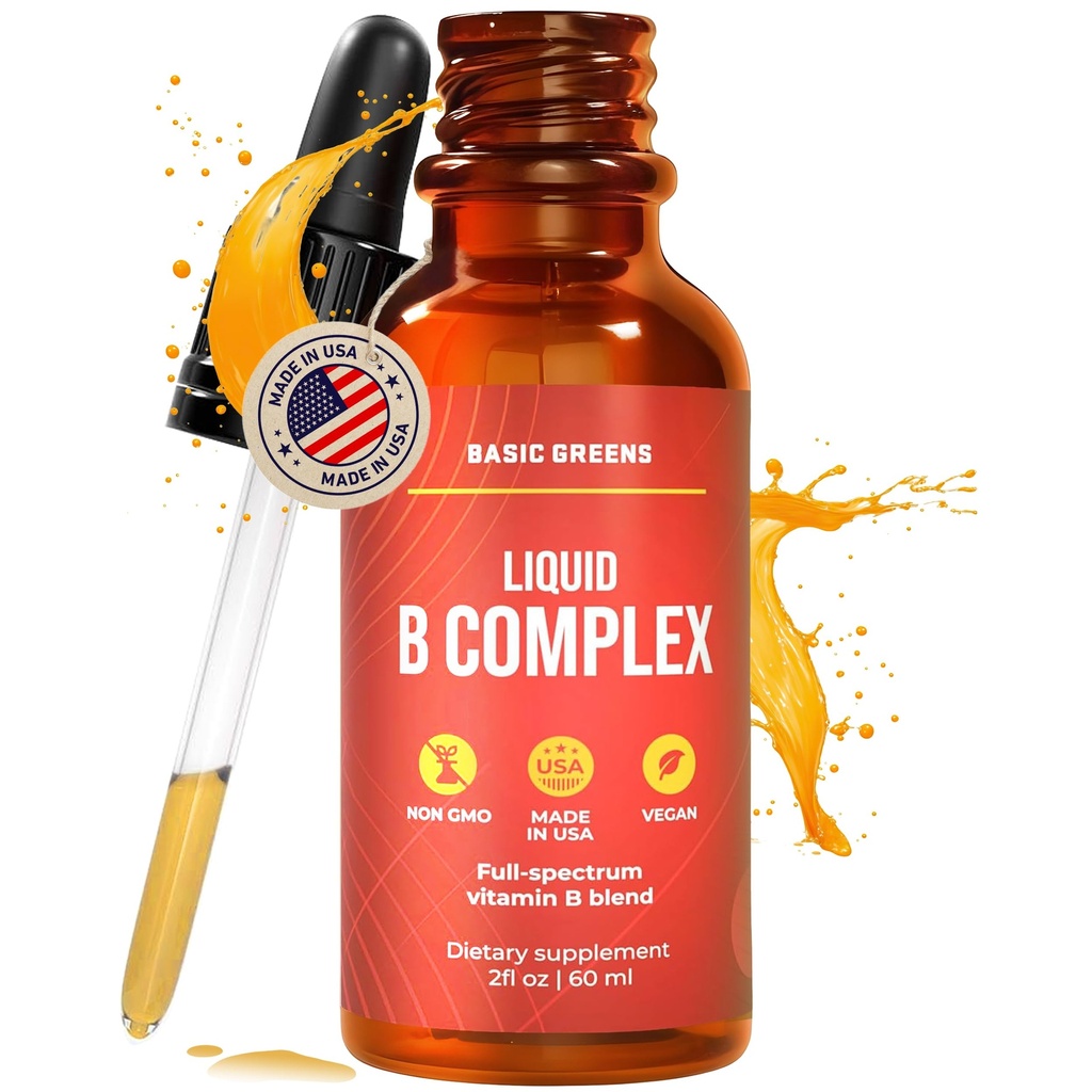 Vitamina B Complex Liquid Drops - Forza Formula sublinguale, massimizza l'assorbimento e aumenta l'energia - B1, B2, B3, B5, B6, B7, B9, B12 - Natural Vegan Supplement per l'immunità (B Complex)