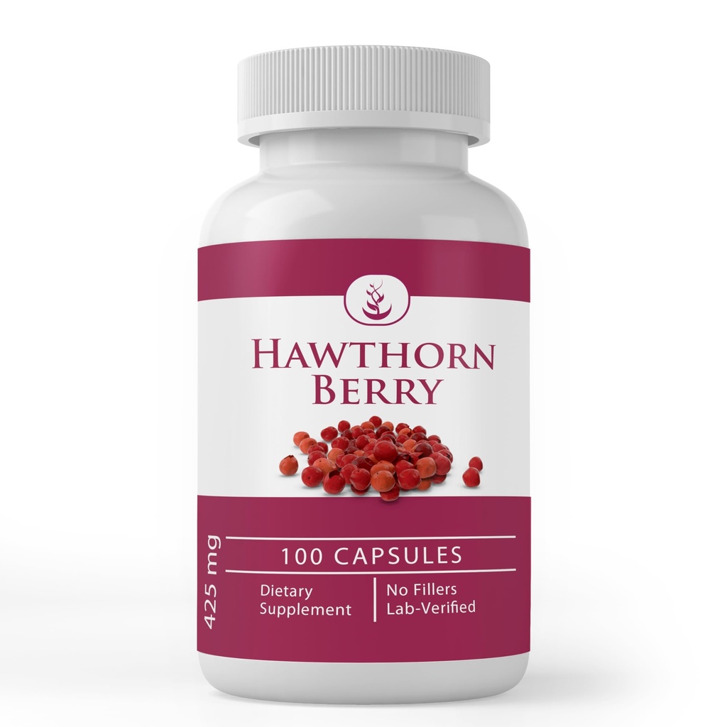 PURE ORIGINAL INGREDIENTI Berry di biancospino, (100 capsule) Sempre puro, Nessun Additivo o Filler, Lab verificato