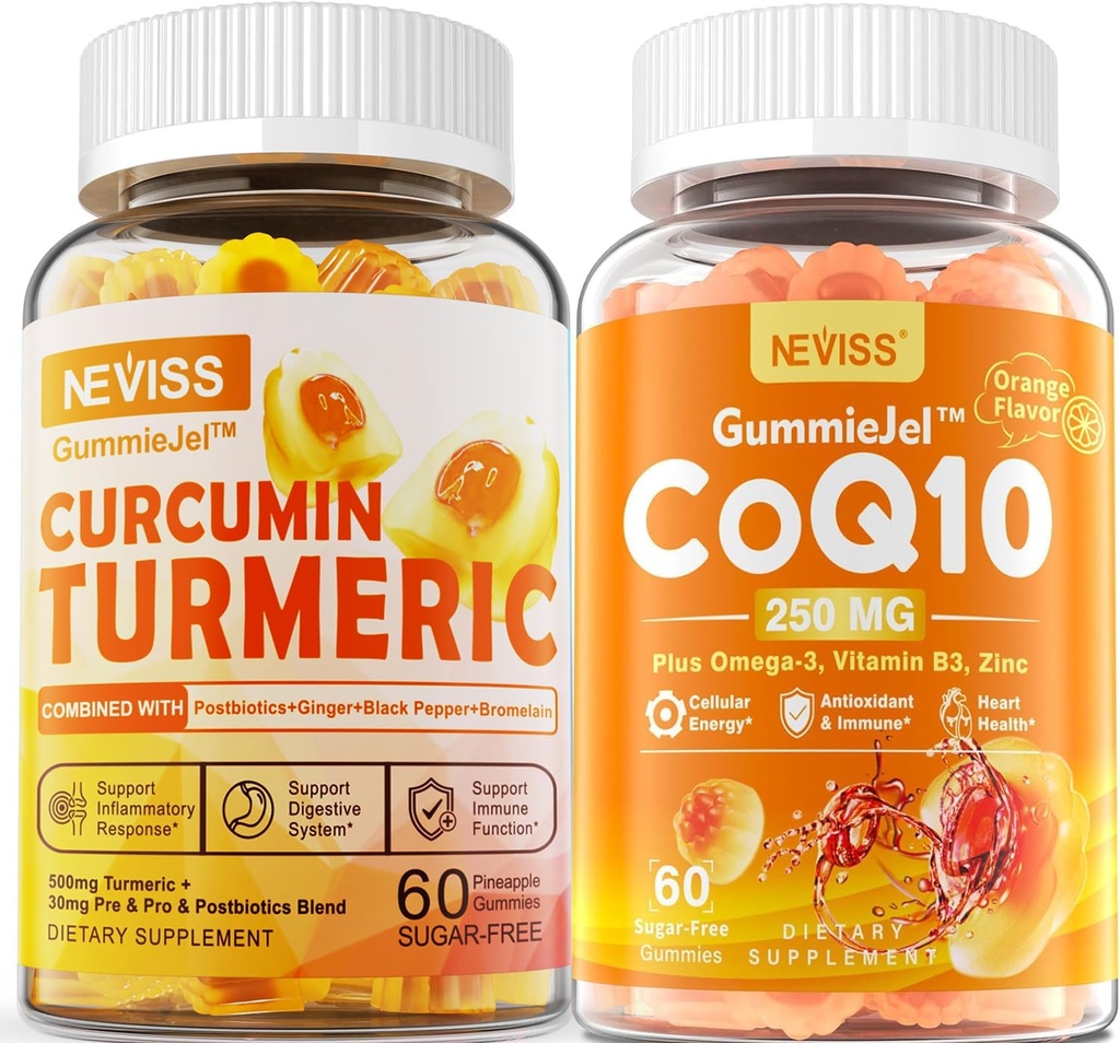 Zucchero curcuma erboristica gratuita Gummies riempito 550mg & CoQ10-250mg Gummies riempito, Immune, Salute digestiva, Energia cellulare e supporto antiossidante