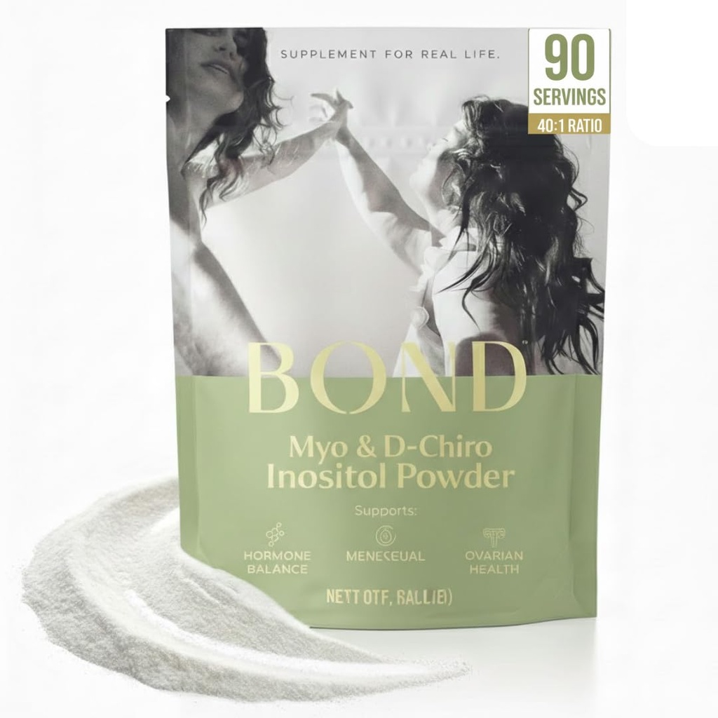 Bond Myo-Inositol & D-Chiro Inositol Powder – Equilibrio dell'ormone, Regolarità del ciclo & Supporto Ovarico Supplemento per le donne – 40:1 Ratio Formula – Vegan, Sugar-Free, 90 Serve