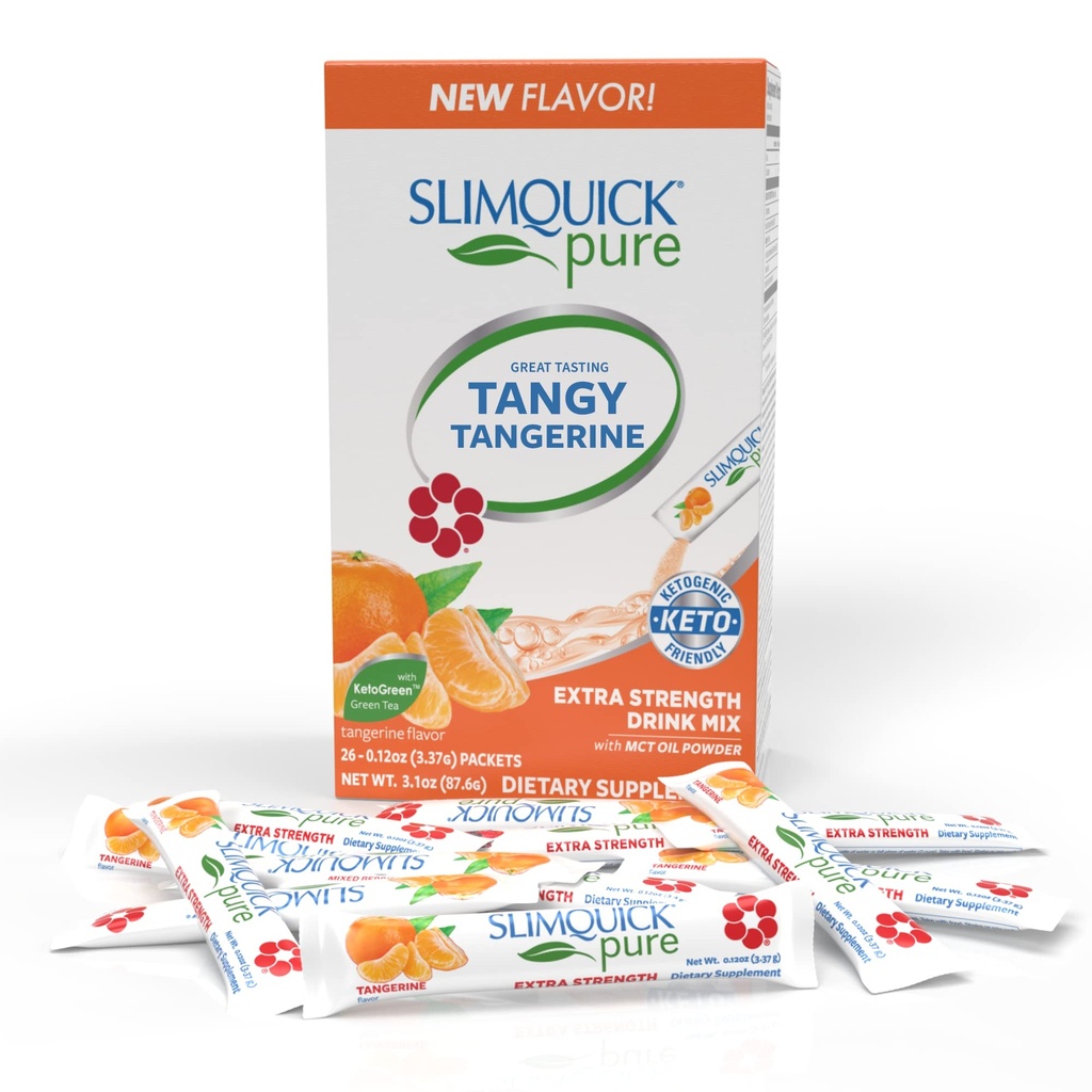 SlimQuick Extra resistenza di gestione del peso Bere Mix per le donne, Tangerine - aiuta il metabolismo, mantiene pieno per più a lungo con tè verde, caffeina, Chaste Tree, Rhodiola Extract - 26 conte