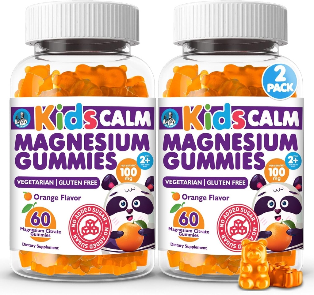 Dr. Moritz calmante e rilassante bambini Magnesio Gummies, Non OGM e basso zucchero Magnesio bambini Chewy Supplementi, Sonno Gummies bambini, Aroma arancione