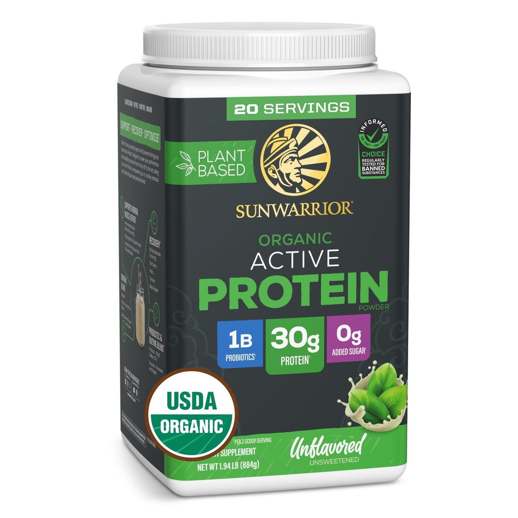 Polvere proteica organica a base di piante solari | Polvere proteica biologica vegana con aminoacidi BCAA Plus Recupero Minerali & Botanicals | Latticini di soia non OGM & Gluten Free (senza aroma, 20 Serve)