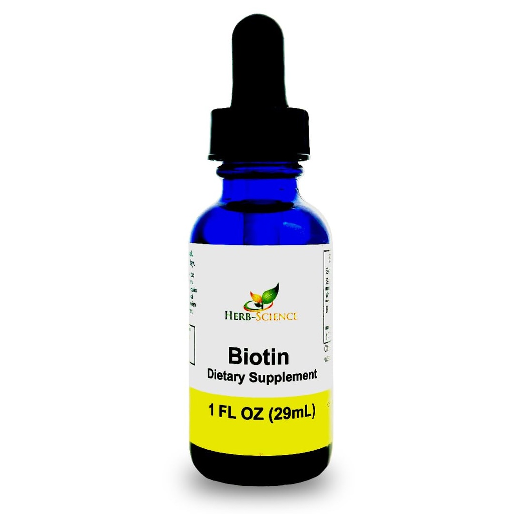 Liquid Biotin B7 – High-Absorption, freddo-pressed D-Biotin USP, Vegan, Alcol-Free, gocce sublinguali, senza aromi artificiali, blu bottiglia di vetro cobalto per potenza e purezza - 1 oz